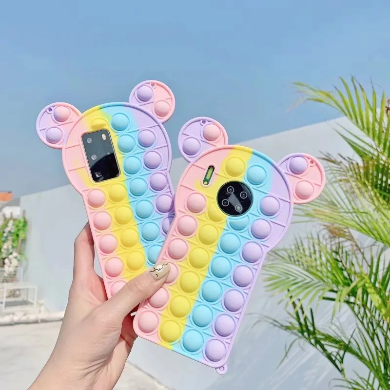 

Amazon Hot Sell Bubble Sensory Fidget Toys Phone Case For phone With Autism Special Needs Stress Reliever Silicone Phone Cover, Multi