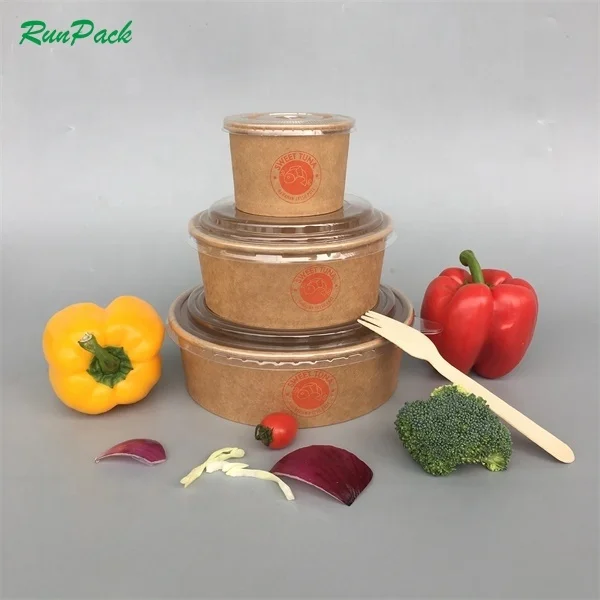 
Microwaveable Biodegradable Custom Kraft Ramen Paper Bowl with Lids 