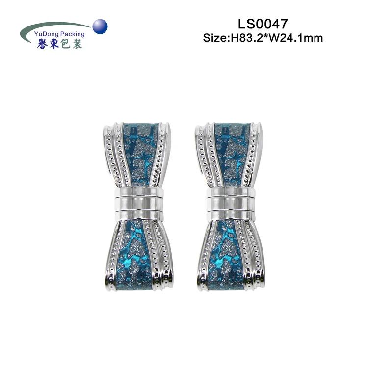 
2020 trend custom printed empty luxury blue bowknot lipstick container lip stick packaging tube with diamond 