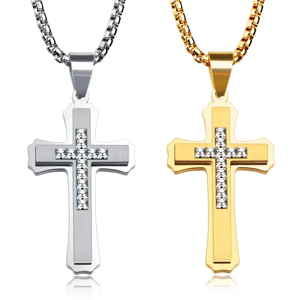 

Wholesale Religious Ravishing Stunning Men'S Gold Jesus Necklace Big Pendant Cross, Silver,gold,customized color