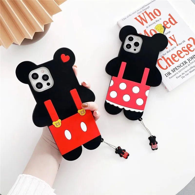 

New 3D Cartoon Cute Mickey Minnie Rubber Soft Silicone Case Fundas Phone Cover for iPhone 7 8 Plus 11 Pro 12 Pro Max Mini