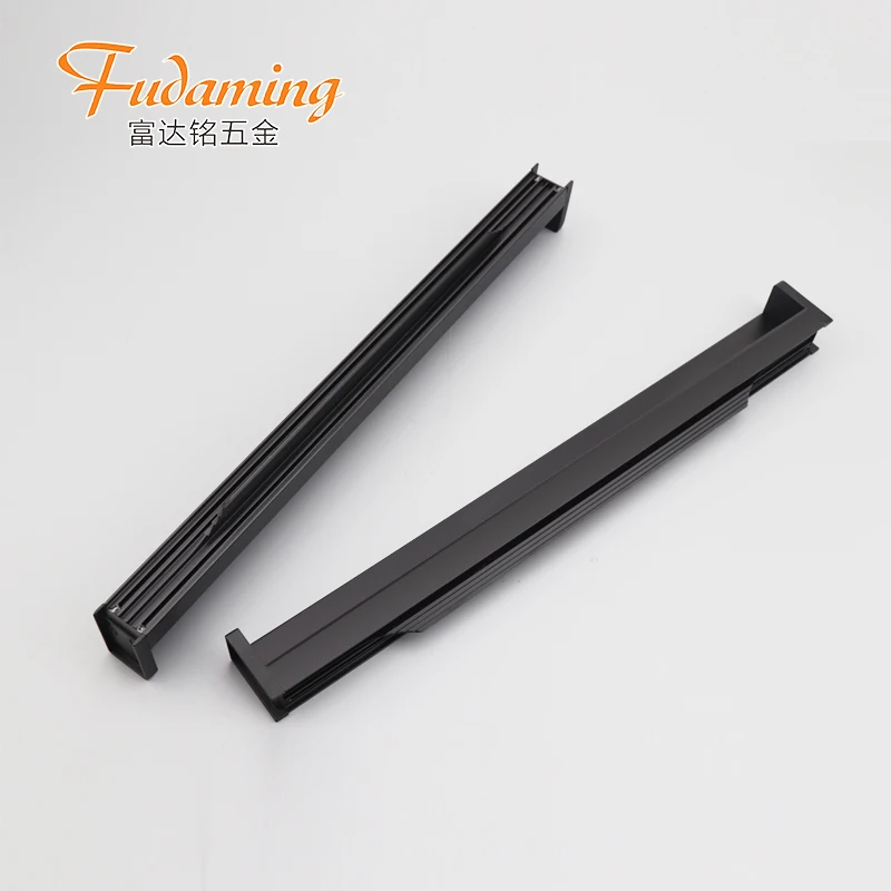 
Black aluminum alloy invisible recessed long handle for wardrobe drawer cabinet door 
