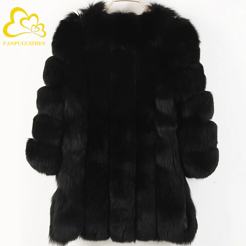 

2021 New Winter Fashion Style Fake Fur Coat for Lady Jacket Women Faux Fox Fur Coat Women's Woven Coats, Picture