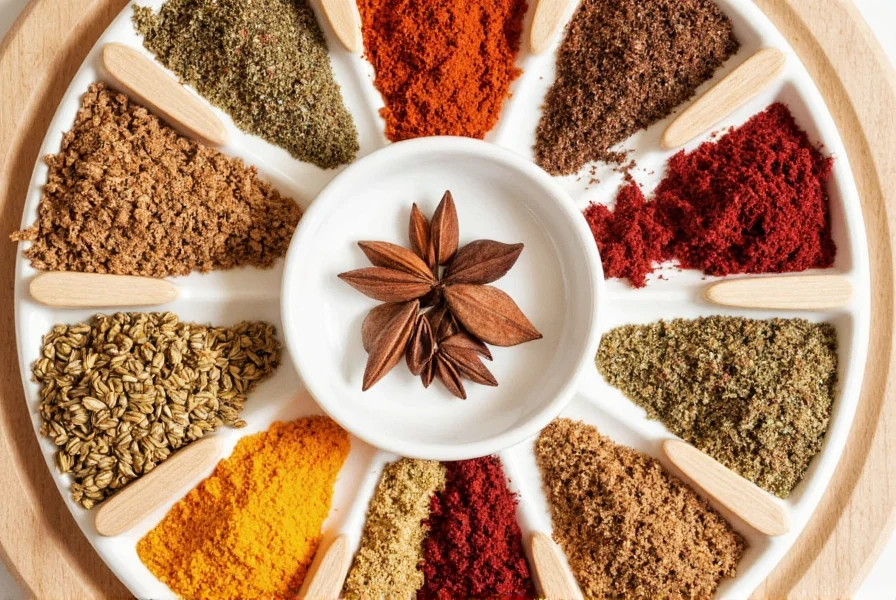 Spice rack with colorful spices