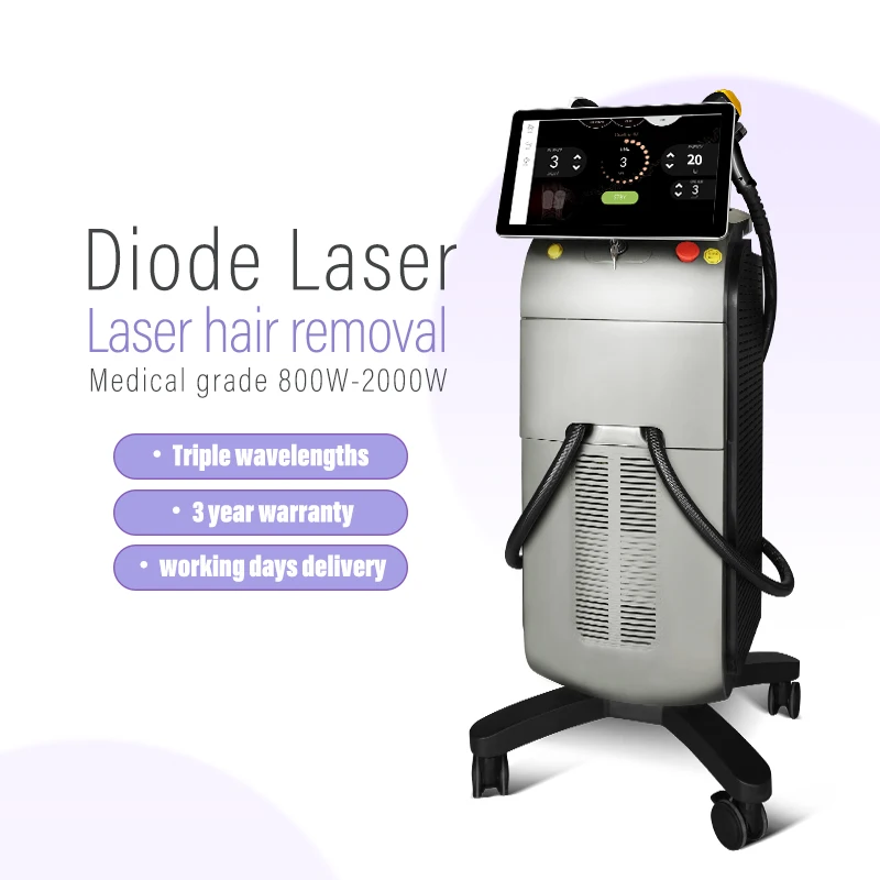 

Upgraded Titanium 4K android screen triple wave coupled 808nm diode laser hair removal machine with compressor colling