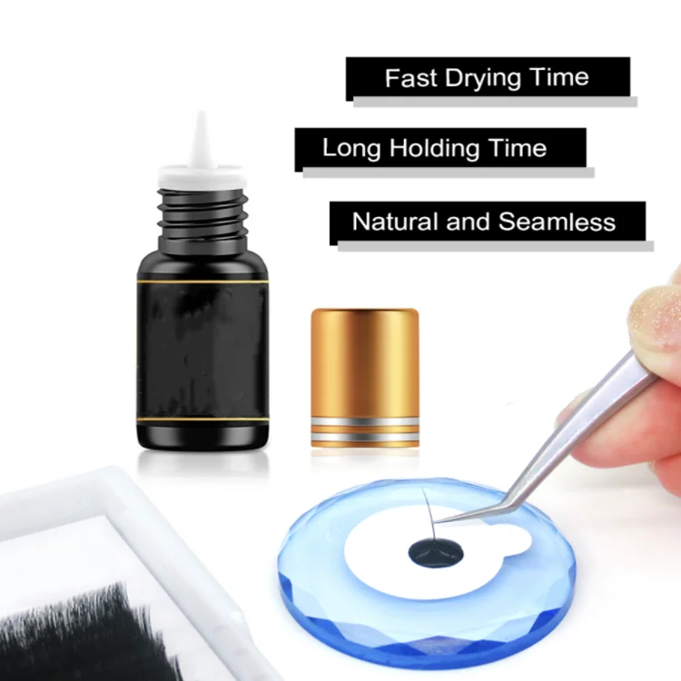 

2-3 second 10g odorless black lash glue of Fast drying and super long lasting glue for Strong false eyelash extension, Black eyelash glue