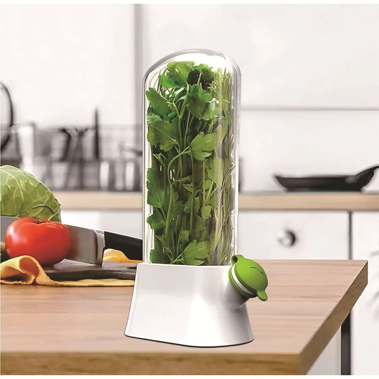 Fresh Herb Keeper for Refrigerator-Space-Saving Cilantro Container for Fridge - Herb Saver for Cilantro Mint & Asparagus