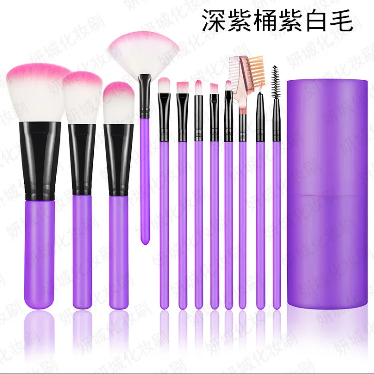 Hot Selling 12 Pcs Professional Makeup Brush Set + Brushes Barrels