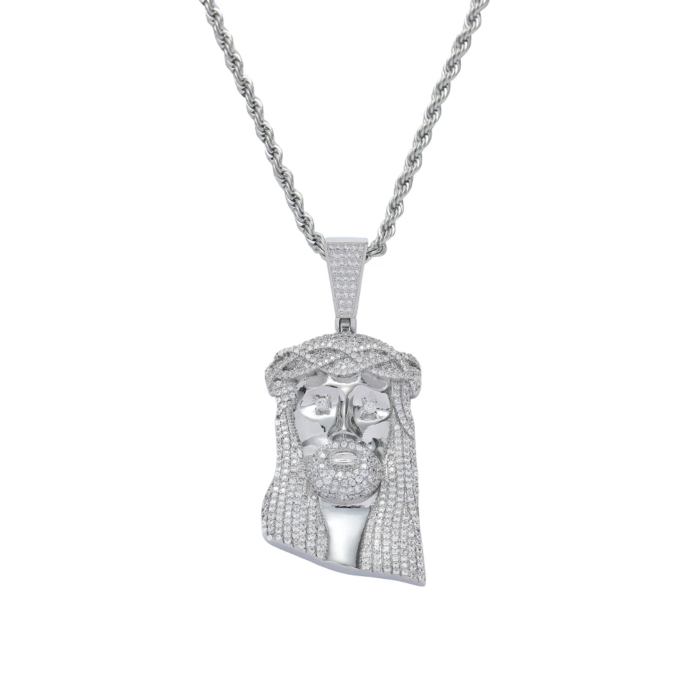 CN451 Small Size Jesus Pendants Necklace Brass Cubic Zircon Necklace Iced Out Men Gift