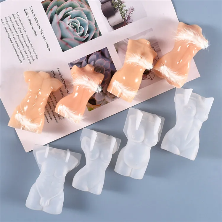 

Y1517 DIY Aromatherapy candle plaster handmade female women man body silicone mold, White