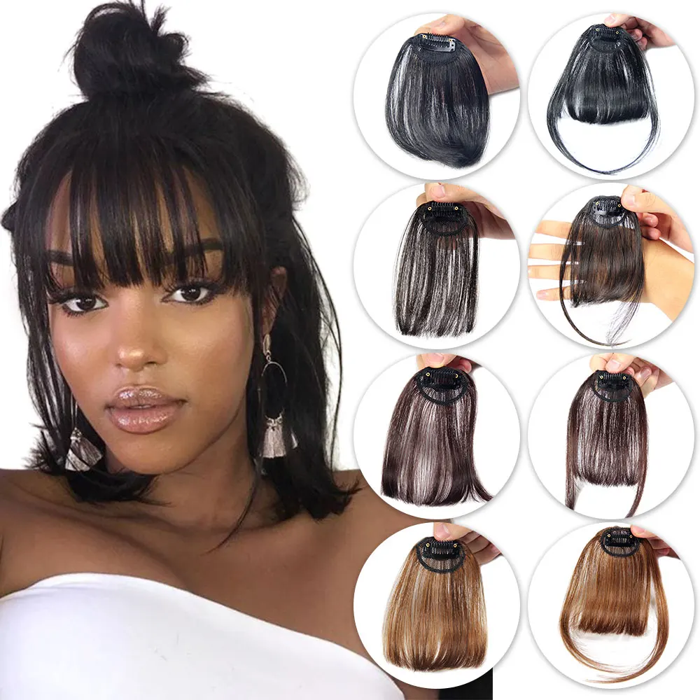 

Brazilian Pieces Human Hair short bob wigs with Clip In Bangs, Human Hair Bangs Fringe For Woman