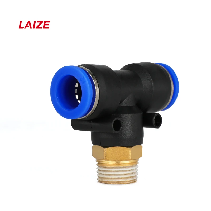 

PB Male Reducer Tee Adaptor Push-in Fitting Pneumatic Quici Connectors Laize China Pneumatic parts manufacturer