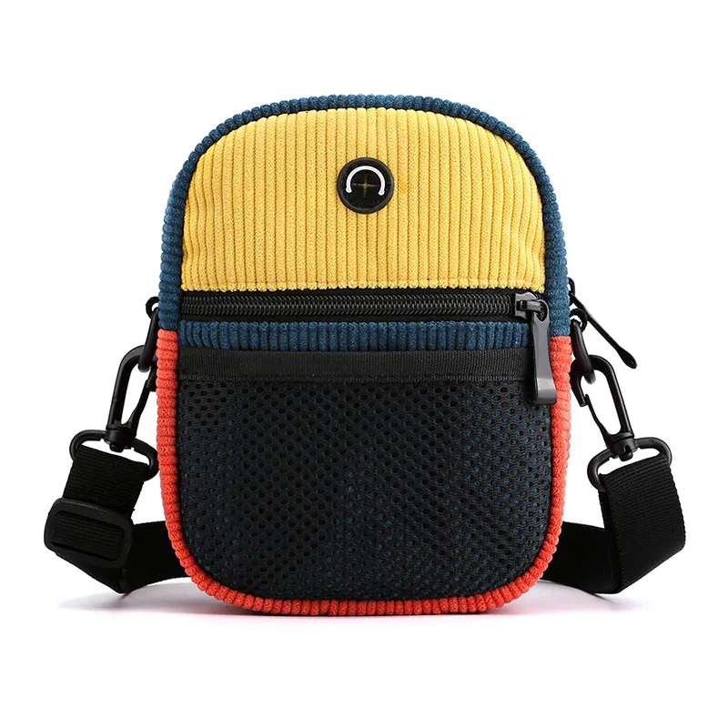 

Fashion mini corduroy teen cross body phone pouch boy girls street wear shoulder bag, Multi-color