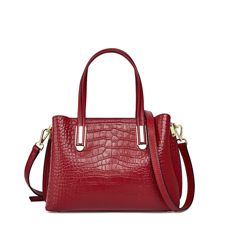 

2021 High quality wholesale OEM American handbags luxury real crocodile leather handbags for women, Burgundy / blue / black