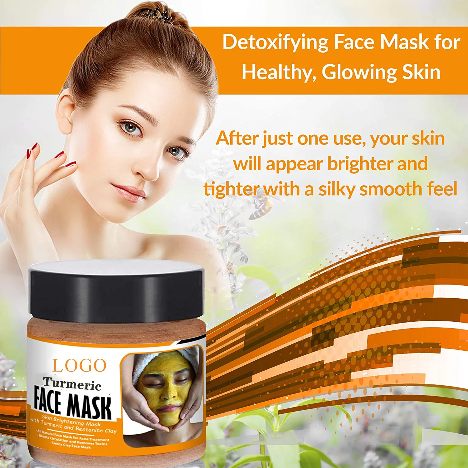 

Custom Private Label Organic Deep Cleaning Repairing Hydrating Clay Facial Mask Skin Care Detox Whitening Turmeric Mud Face Mask