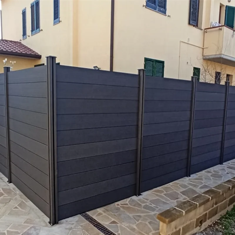 

Easy installation bicolor composite wood privacy garden wpc fence better than pvc fence, Coffee,red wood, teak wood,dark grey,brown,chocolate,white
