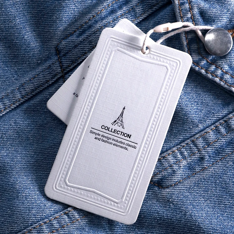 

Custom Logo Luxury High-Grade Texture Hot Stamping Paper Hang Tags For Clothing, White
