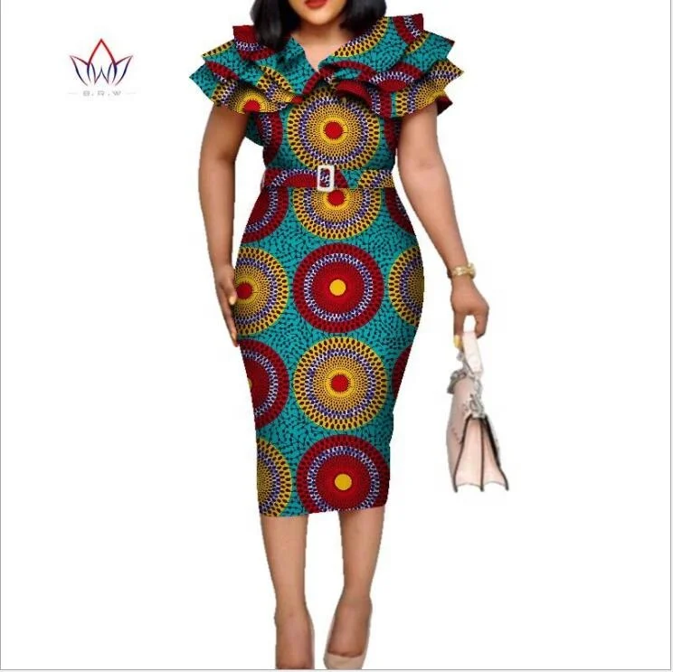 

African summer casual cotton Dress Dashiki Batik Printed Dress African Clothing midi dress