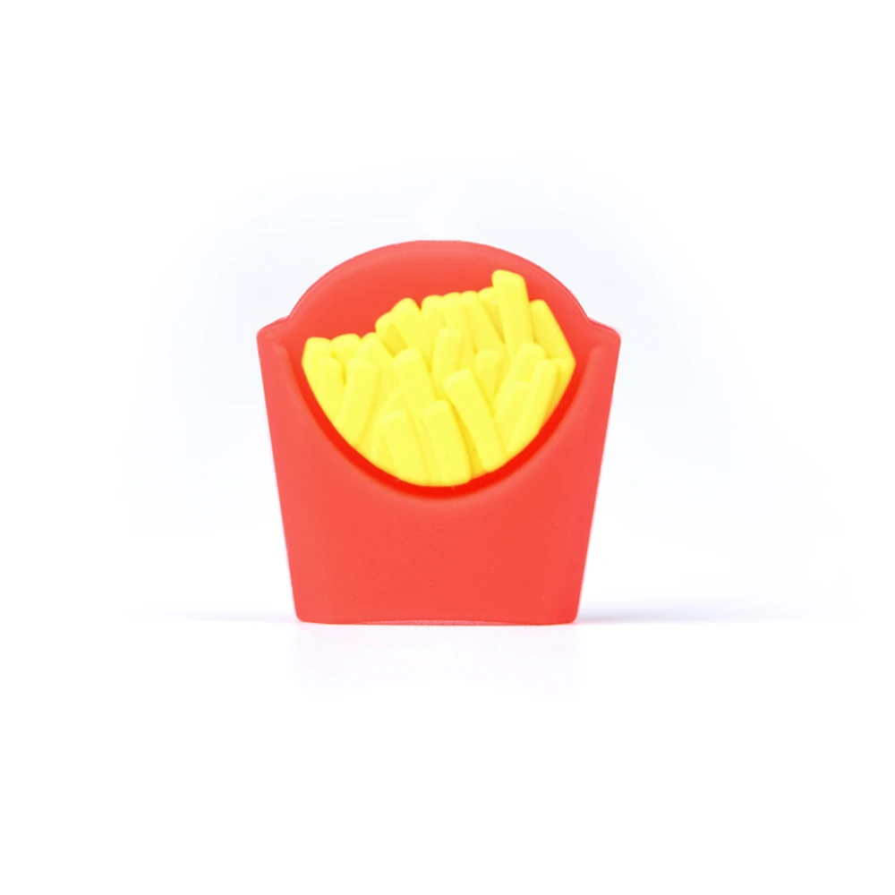 

2021 Custom new style French Fries  Silicone Beads, Red&yellow
