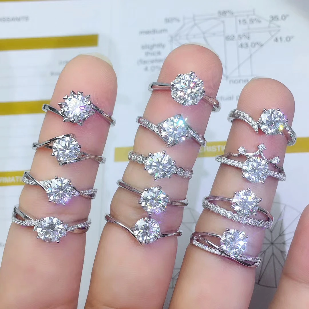 

Wholesale Moissanite diamond Silver ring 925 sterling Engagement rings jewelry women Diamond wedding ring