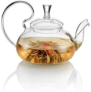 

High borosilicate glass teapot with stainless steel filter. Tea set., Transparent