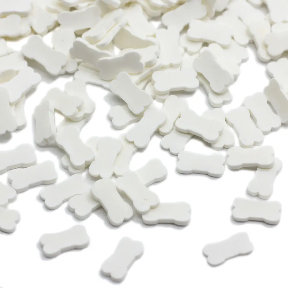 Hot Sale White Dog Bone Shape Polymer Clay Slice for Scrapbooking Slime Fillings Nail Art Decoration Jewelry Usage