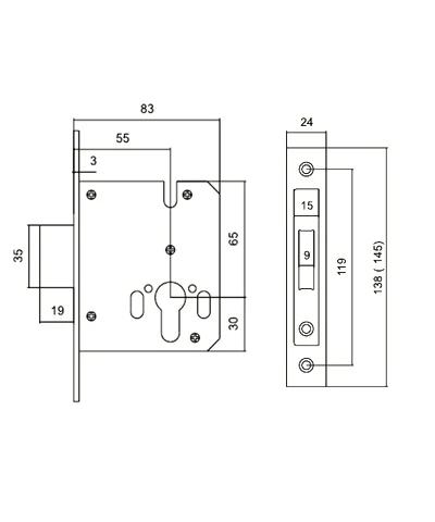 55mm Security Reversible Euro Profile Mortice Deadlock - Buy Mortice ...