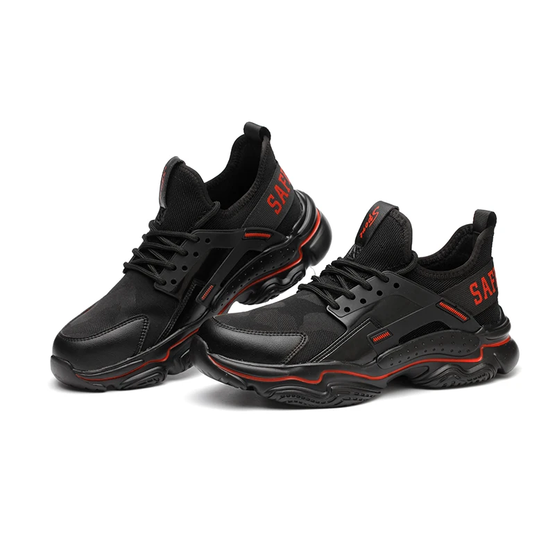 

SAFETYLEADERS Hiking sport safety shoes high quality men sport safety shoe breathable toe for rubber boots, Black