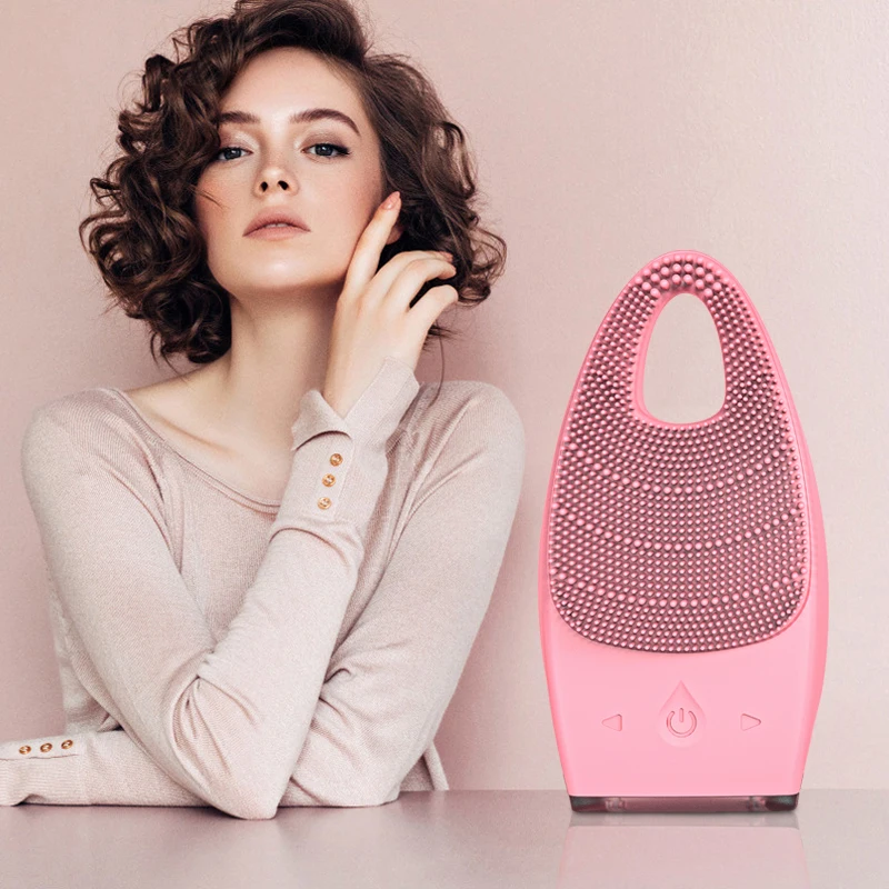 

MLIKE ISO Factory Have Patent New Rechargeanle Electric Silicone Facial Cleansing Brush, Pink / blue / purple + customize