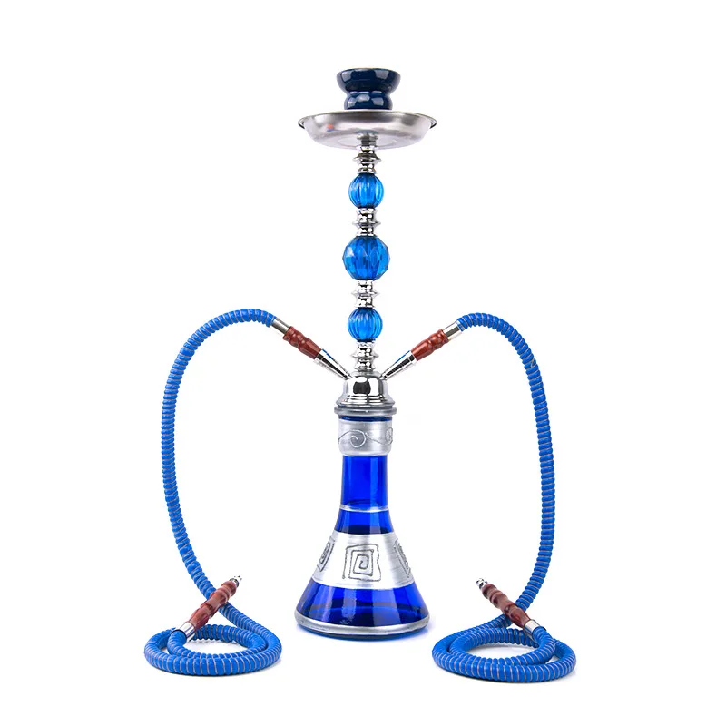 

Factory Direct Sale Arabic Hookah Set Bar Medium Double Pipe Hookah Finished Product Glass Shisha Hookah Smoking Accessories, Purple/blue/red/white/black/greem