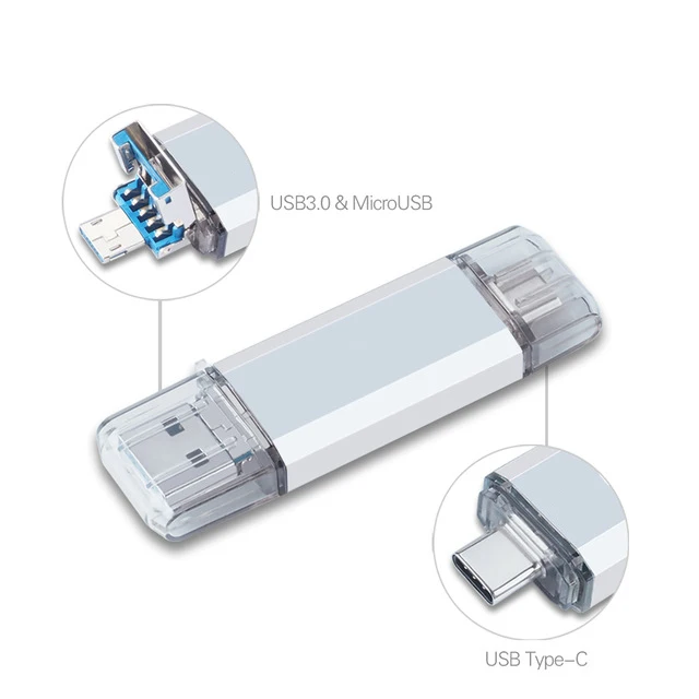 

Manufactory High Speed 3.0 Metal 3 In 1 Type C USB Flash Drives OTG