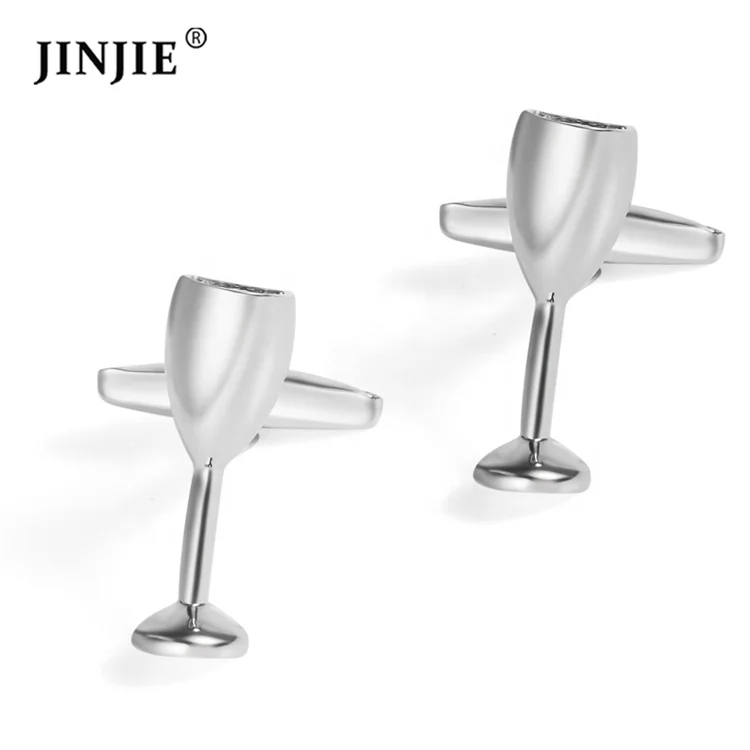 

Funny Design Wine Cup Style Metal Cufflinks Silver