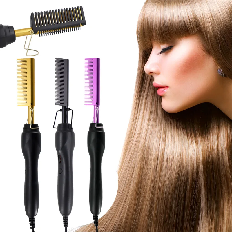 

500F High Heat Ceramic Press Comb Hair Straightener Pressing Electric Hot Comb