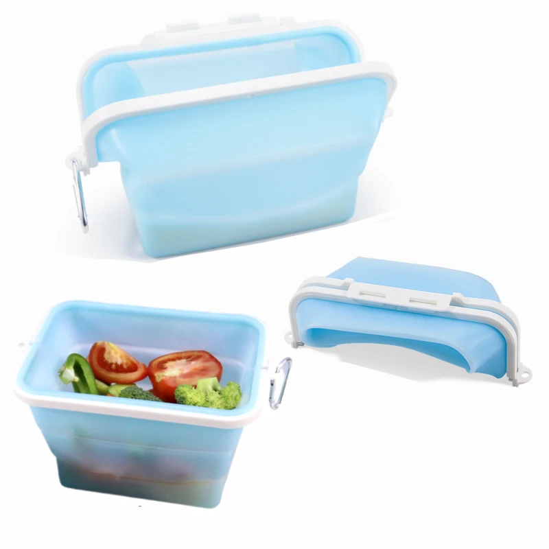 

BPA Free Leakproof Food Silicon Storage Bag Container Collapsible Folding Reusable Silicone Freezer Food Storage Pouch Bag Box