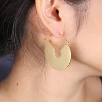 

Fashion Vintage Big Circle Dangle Earrings Matte Gold color Drop Earings For Women Long Earring Jewelry Wholesale 5299