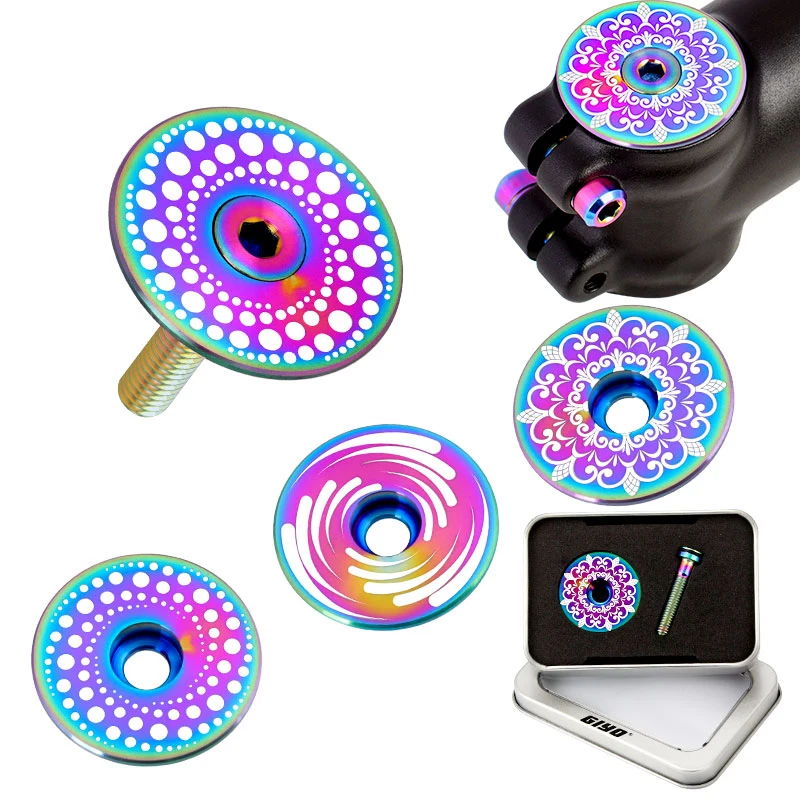 

Bike Mtb Stem Cover Bicycle Top Headset With Screw Cover, Colorful/gold/blue