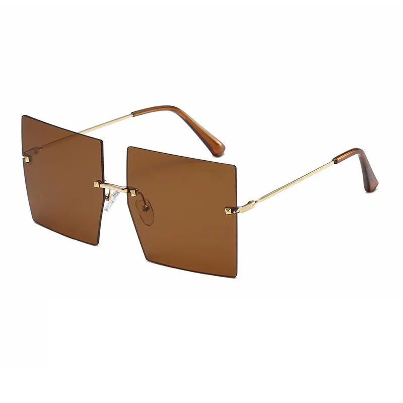 

2020 new European and American trend rimless sunglasses square selling personality sunshade sunglasses
