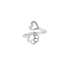 Fashionable Pet Dog Paw Heart Stainless Steel Adjustable Animal Ring Jewelry