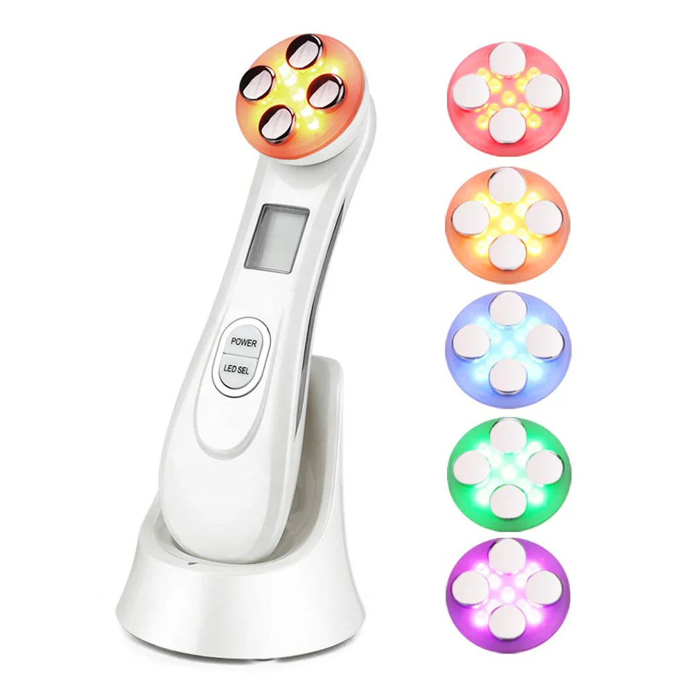 

LED EMS RF Face Massage 5 In 1 Skin Tightening Beauty Machine Electric Positive Negative Ion Facial Anti Aging Instrument