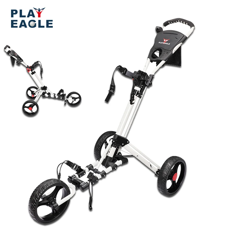 

3 Wheel Trolley Cart for Push and Pull Cart and golf bag with Easy Folding golf trolley, Silver or custom