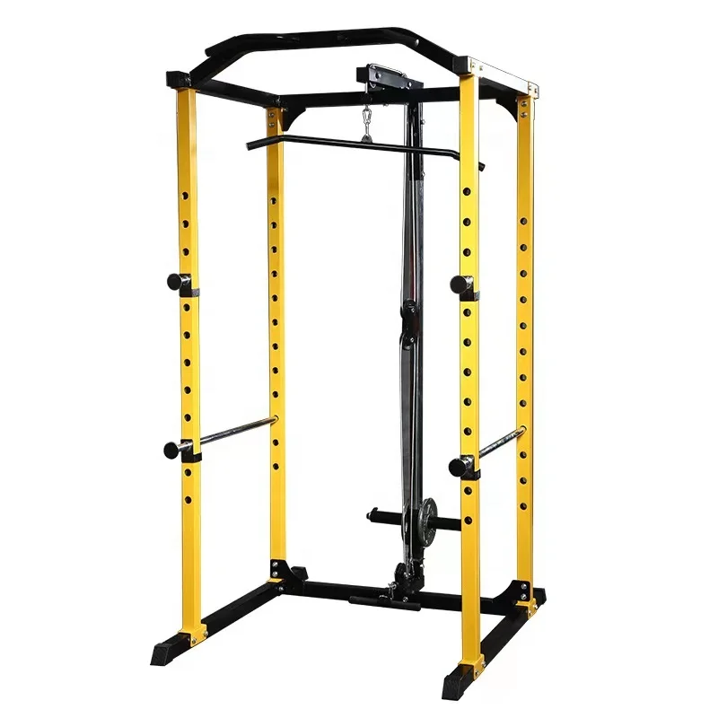 

Professional Multi Functional Training Rack Gym Equipment Exercise power rack with pulldown system cage power rack, Black