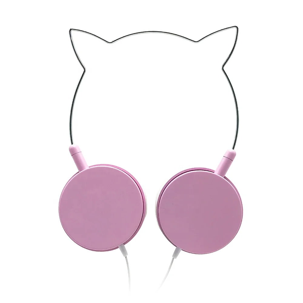 
Cute Metal Cat Ears Wired Headphone For Children 