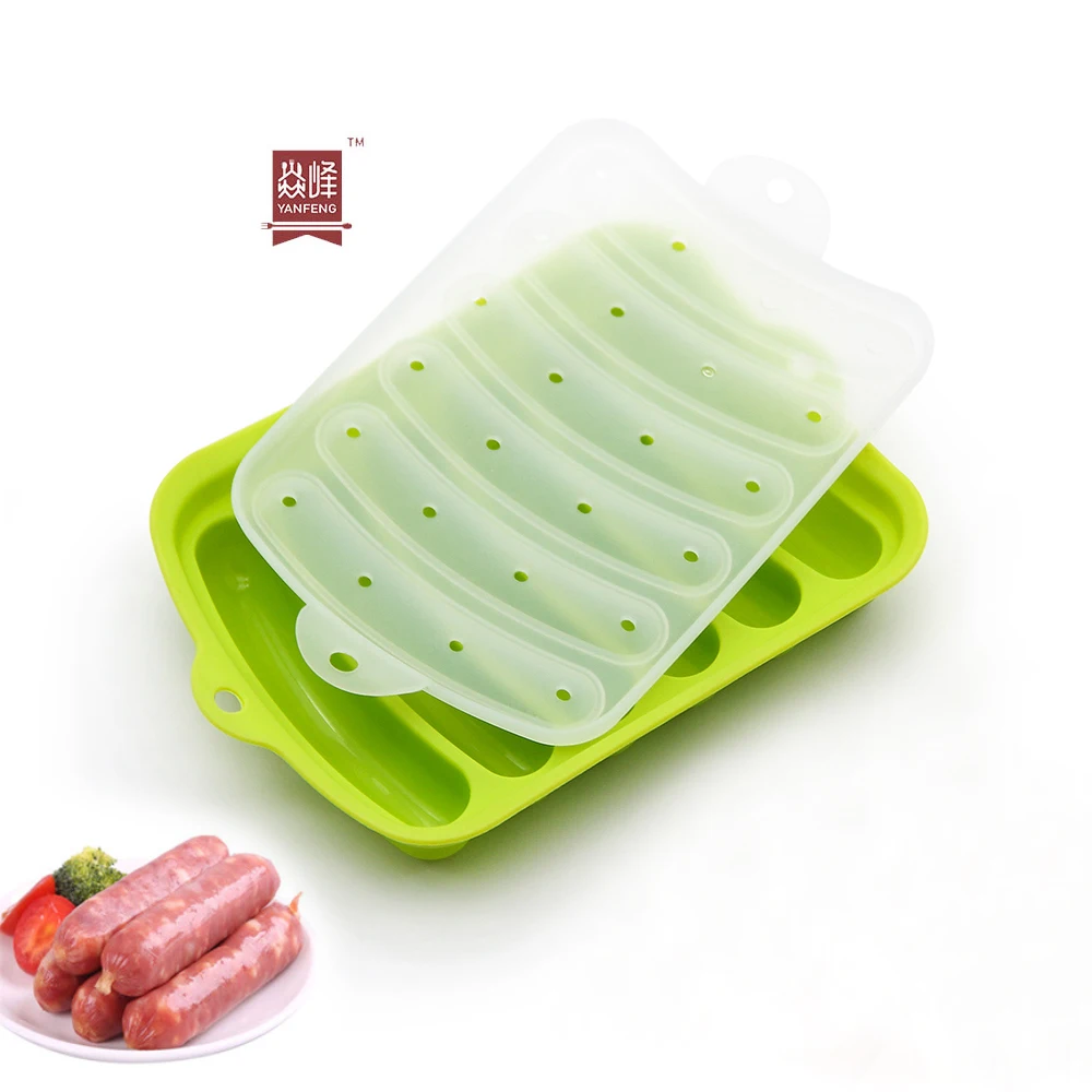 

Hot Sale Food Grade Baking Tools Homemade 6 in 1 DIY Hot Dog Silicone Sausage Mold