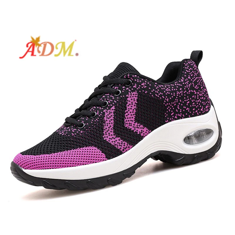 

ADM Ladies Casual Shoes Sports Knitting Walking Fitness Outdoor Shoes Breathable Sports Shoes Gymnasium Cushion Footwear, 3 colors