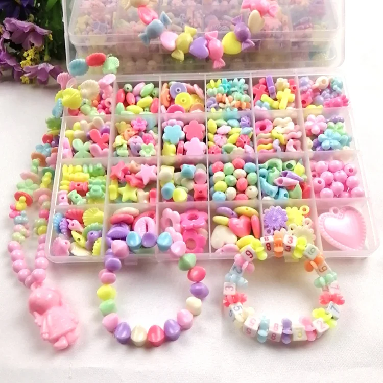 

Children's Beaded Toy Diy Kids Necklace Jewelry Bracelet Charms Pendant Handmade Material Bag, Picture