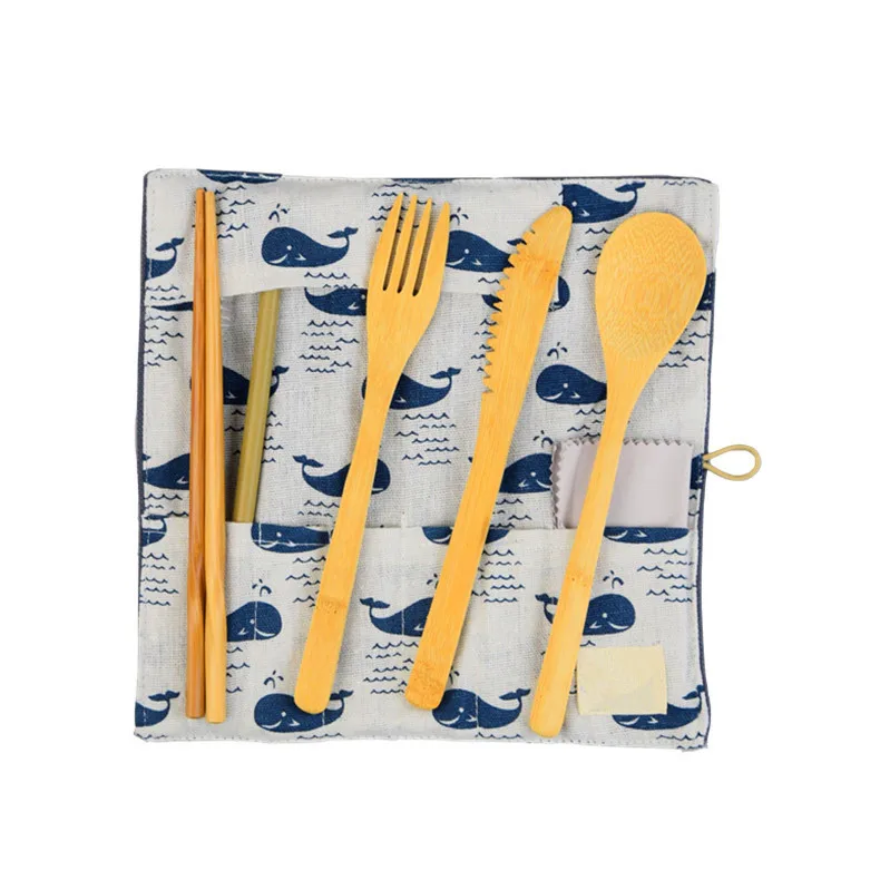 

disposable natural kids Travelling Organic bamboo fiber tableware Set