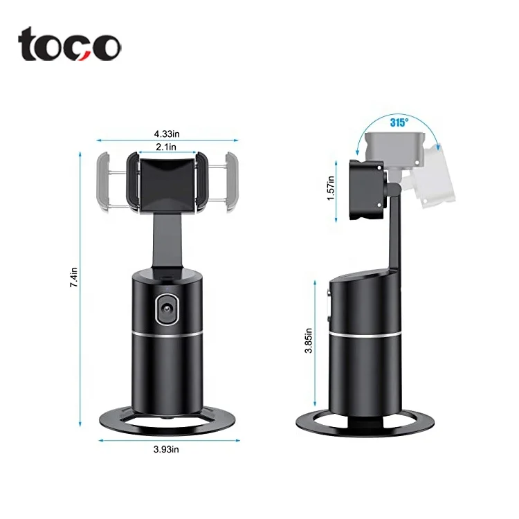 

toco Auto face tracking 360 rotation shooting Selfie Stick Tripod rotation gimbal object shooting, Black white pink