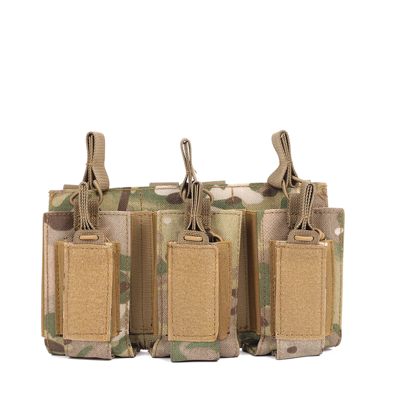 

Tactical Molle Triple Magazine Pouch Double Layer Mag Bag for Rifle Pistol M4 AK 5.56/7.62/9mm Ammo Modular Hunting Accessories