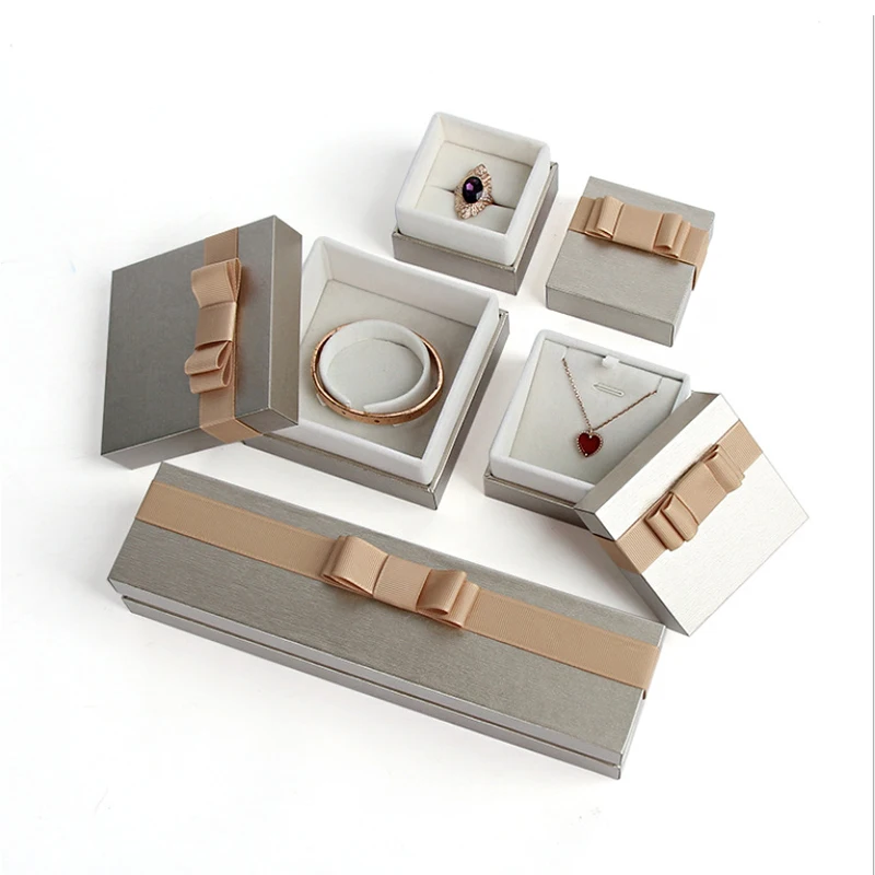 

Gift Box luxury Women custom Velvet Jewelry Box Bow-Knot Wedding jewel organizer, Gold/blue