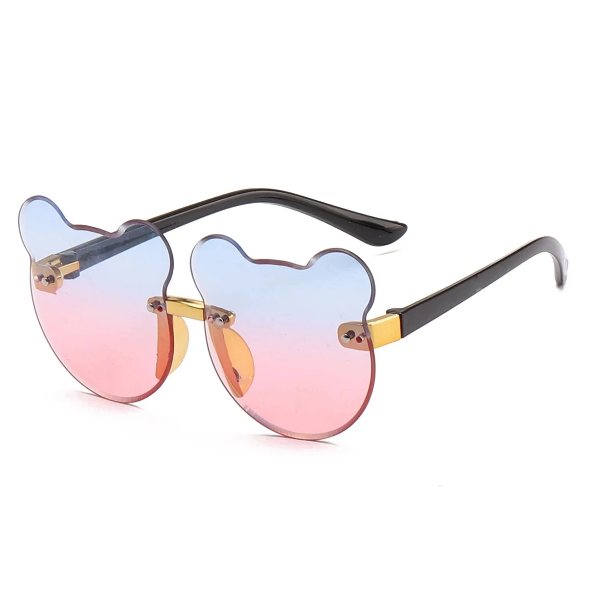 

Bear Kids Sunglasses Black Blue Pink Children New Trends Shades Girls Cat Eye Sun Glasses, Picture shows